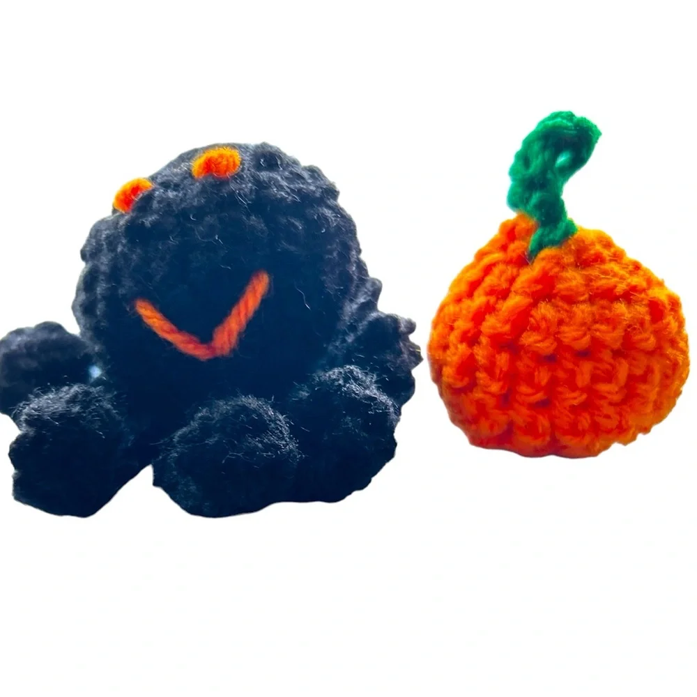 HAND CRAFTED Crochet Organic Catnip Colorful Interactive Spider Pumpkin Cat Toys